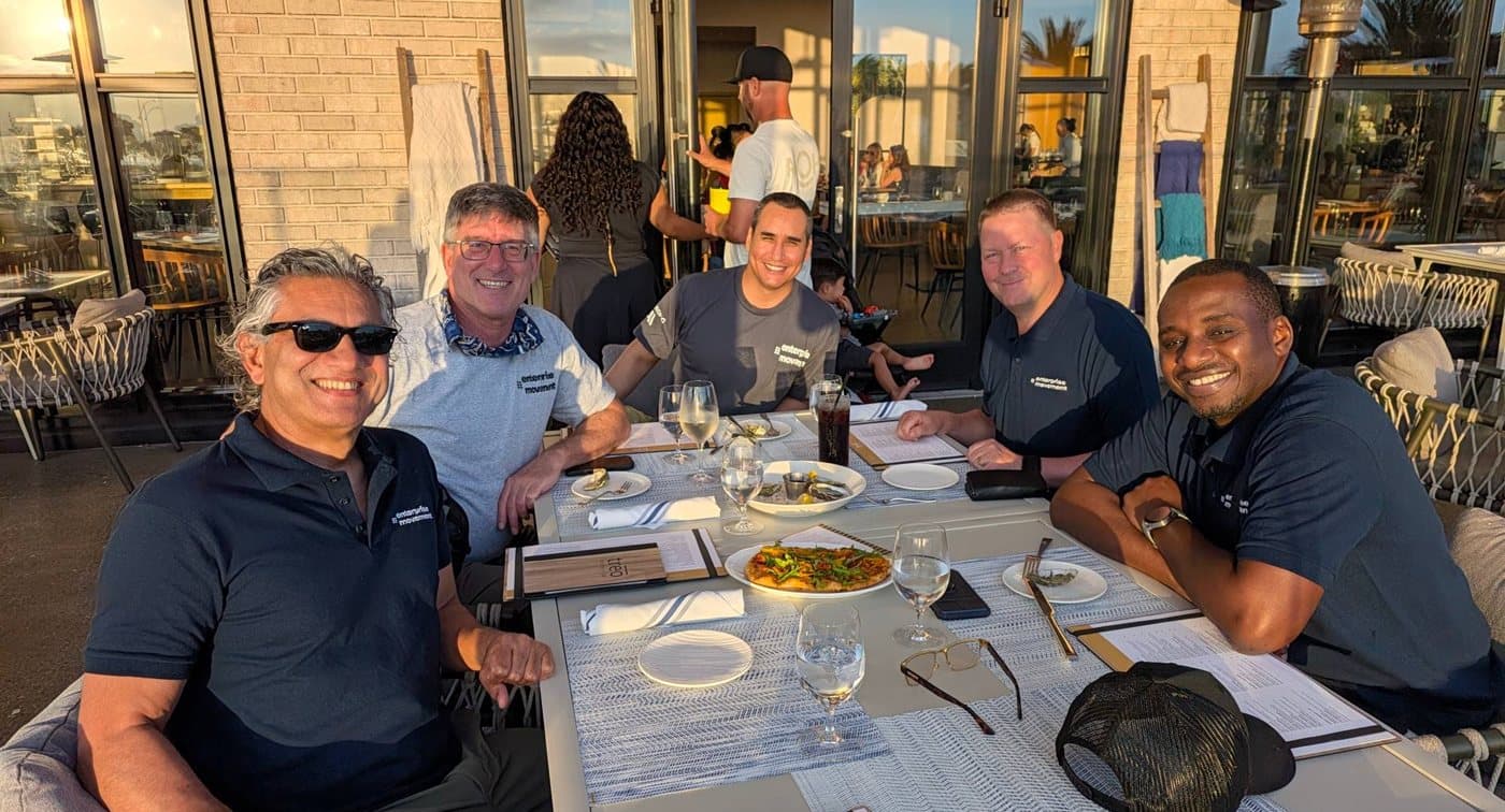 The Enterprise Movement North America team at dinner at the AI-Native SAFe SPCT Masterclass 2026